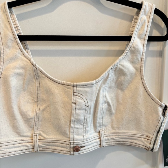 Wild Fable NWT Women's Cream Denim Cropped Tank Top Side Zipper Size L, XL & XXL - Picture 6 of 10